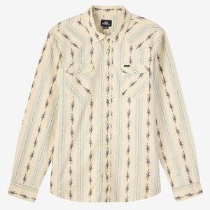 NWT O'Neill Men's Bar Dog Cream Western Button-Up Shirt Large